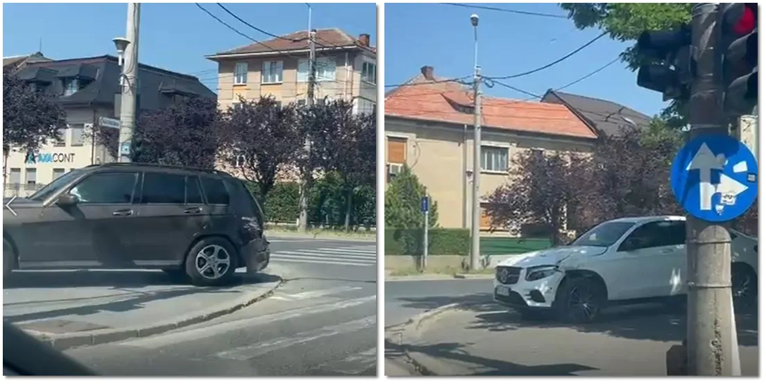 3 maşini implicate după ce un șofer a ignorat semaforul roșu; o femeie rănită într-un incident surprins pe VIDEO