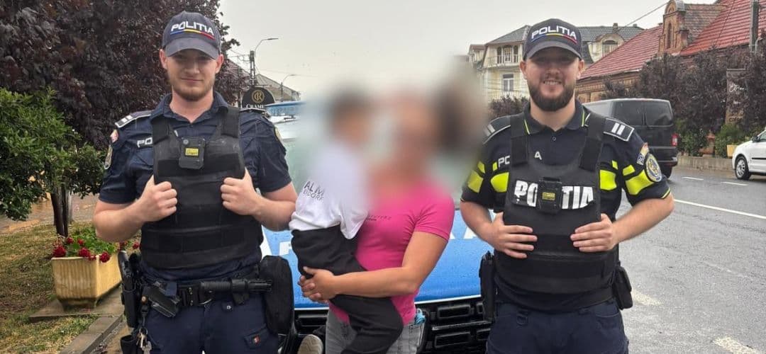 Fetiță de 6 ani din Timiș, salvată de polițiști după ce a rătăcit prin furtună, singură și speriată, prin vânt și ploaie la Recaș.