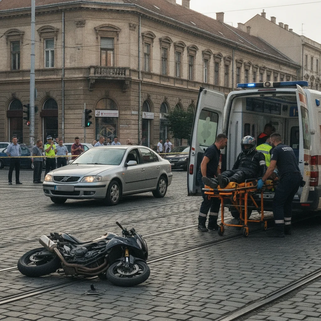 Accident între motocicletă și mașină, la intersecția din Timișoara