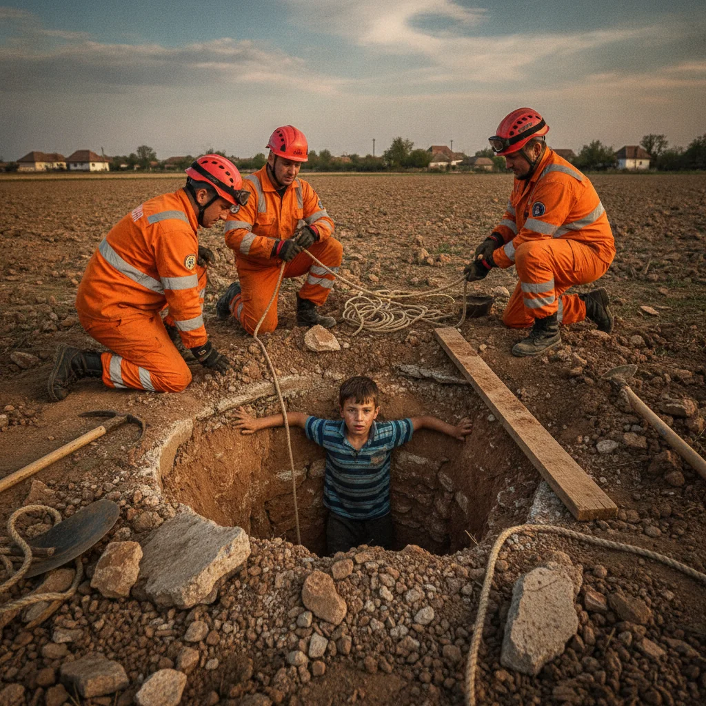 Băiat de 14 ani, prins până la brâu într-o fântână secată din Reșița