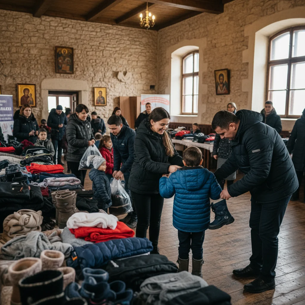 Campanie caritabilă Încălță și îmbracă un copil de iarnă la Parohia Ortodoxă Pesac, Timiș
