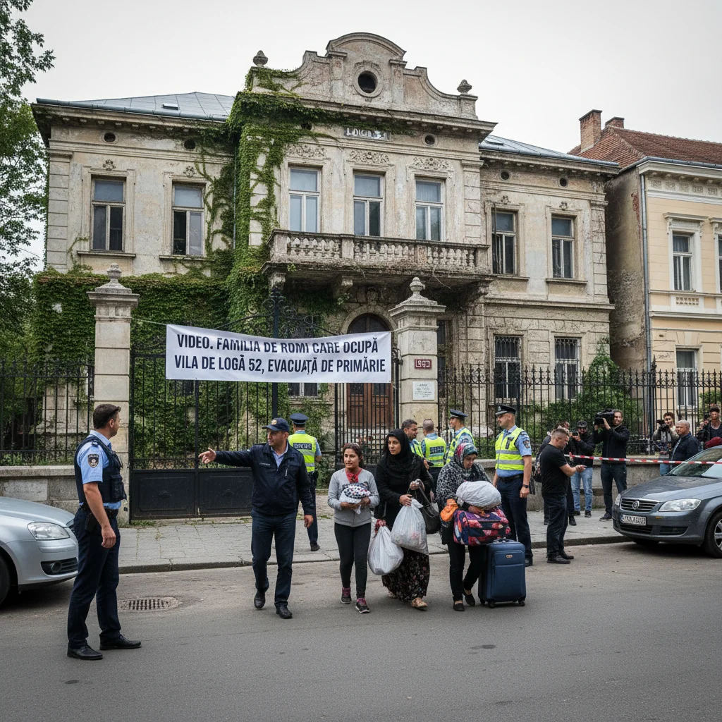 Evacuarea familiei de romi din vila de pe Loga 52 de primărie