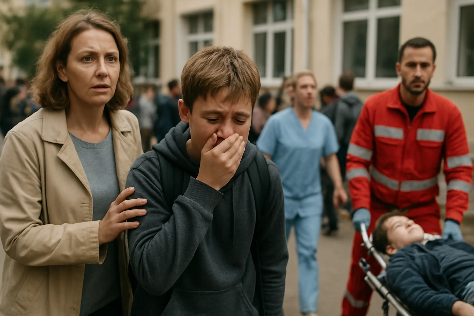 Gaz iritant într-o școală din Timișoara, zeci evacuați la spital
