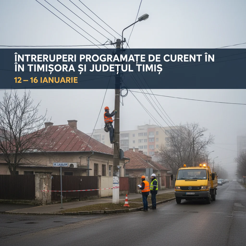 Întreruperi programate de energie electrică la Timișoara între 12 și 16 ianuarie 2026