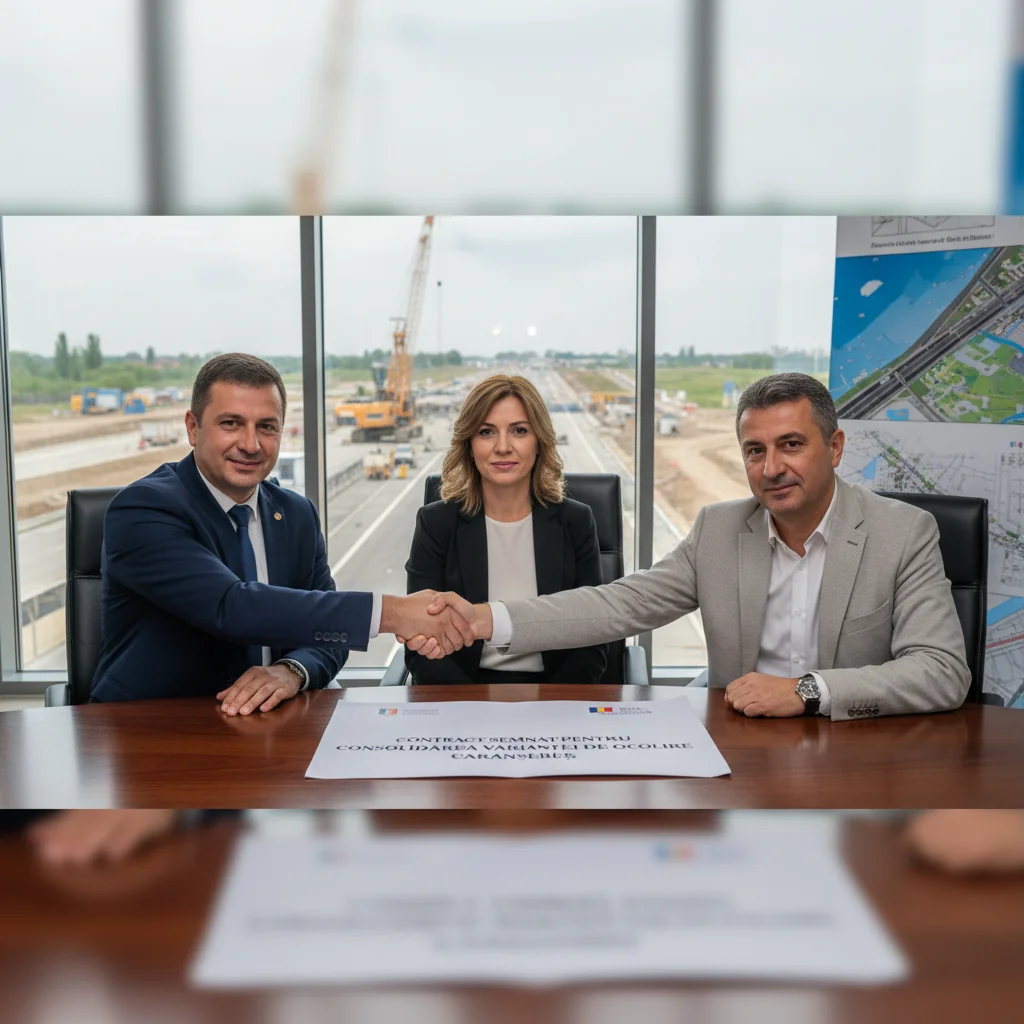 Lucrări de consolidare a variantei de ocolire Caransebeș: contract semnat la Timișoara