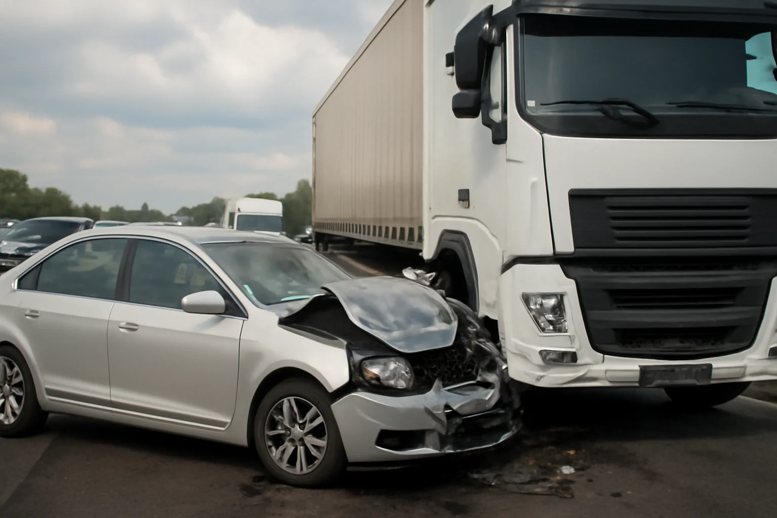 mașină și camion colizionate, traficul perturbat complet!