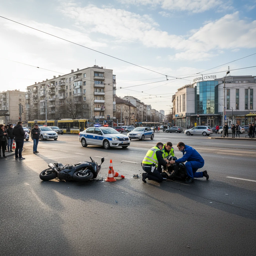 Motociclist rănit într-un accident rutier în zona Modern din Timișoara