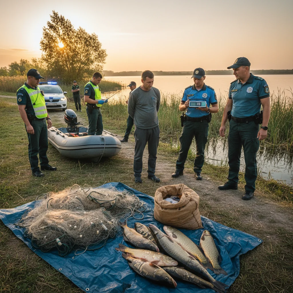 Pește confiscat în Timiș: 10 kg, plase interzise și barcă