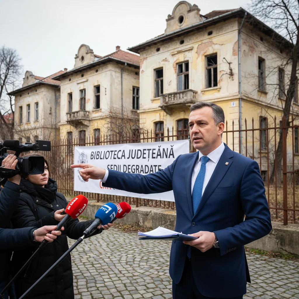 Simonis susține că trei clădiri deteriorate ale Bibliotecii Județene sunt în proprietatea primăriei, iar CJT nu a solicitat reparații, spre deosebire de alte locații