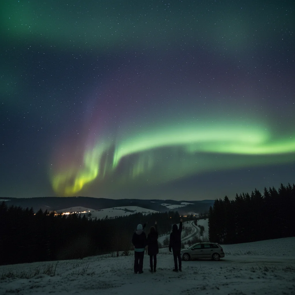 Spectacol rar pe cer: aurora boreală observată lângă Timișoara, în zona Făget