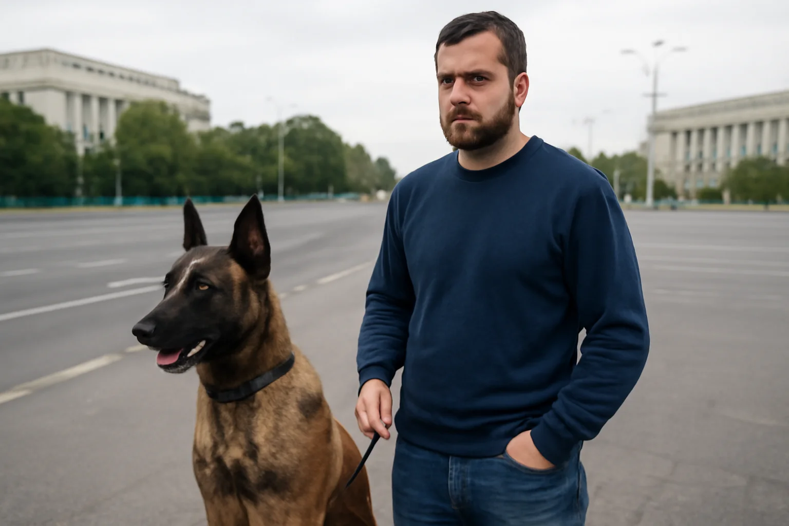 Stăpânul malinoisului amendat în Piața Victoriei