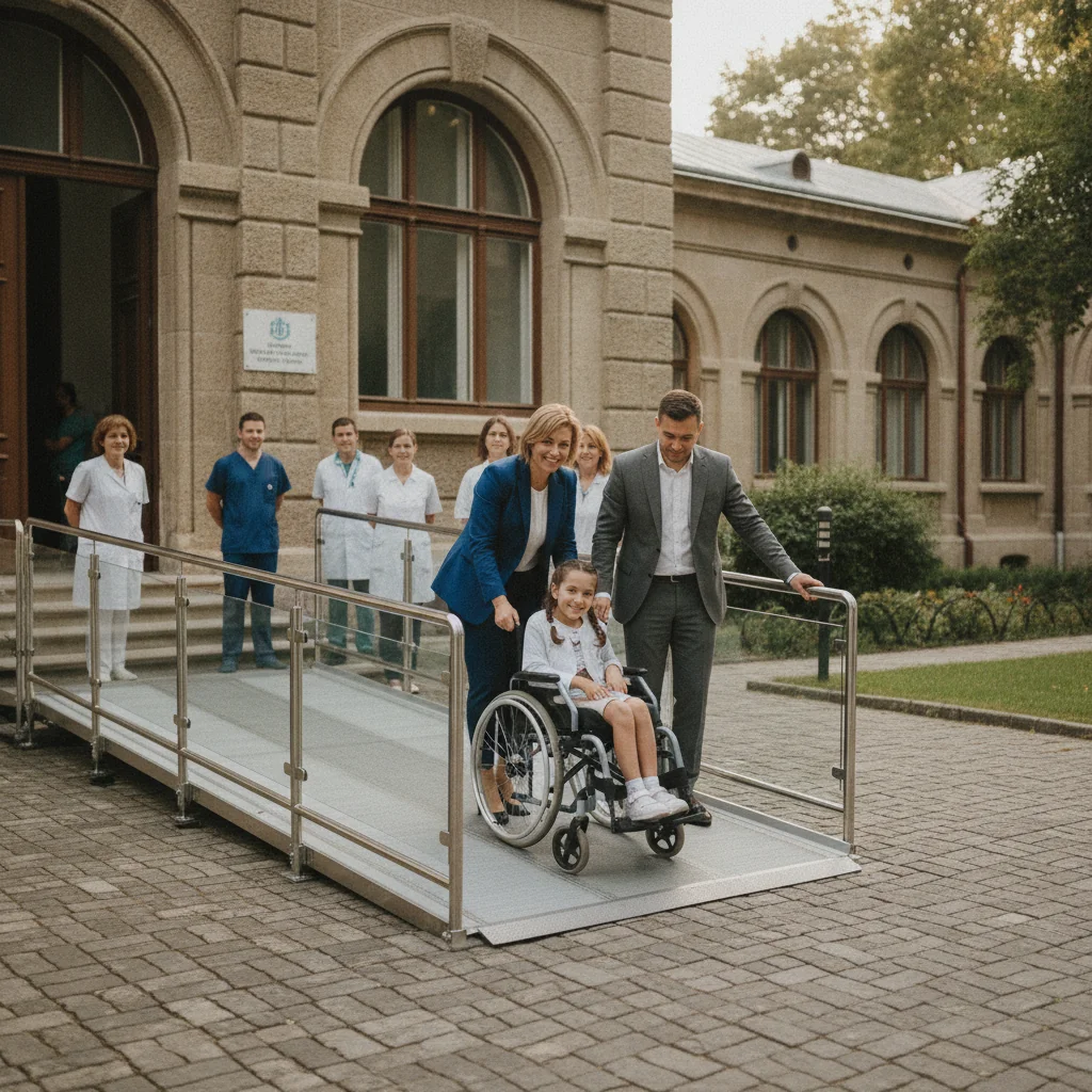 Timișoara: platformă hidraulică pentru acces la Spitalul Louis Țurcanu