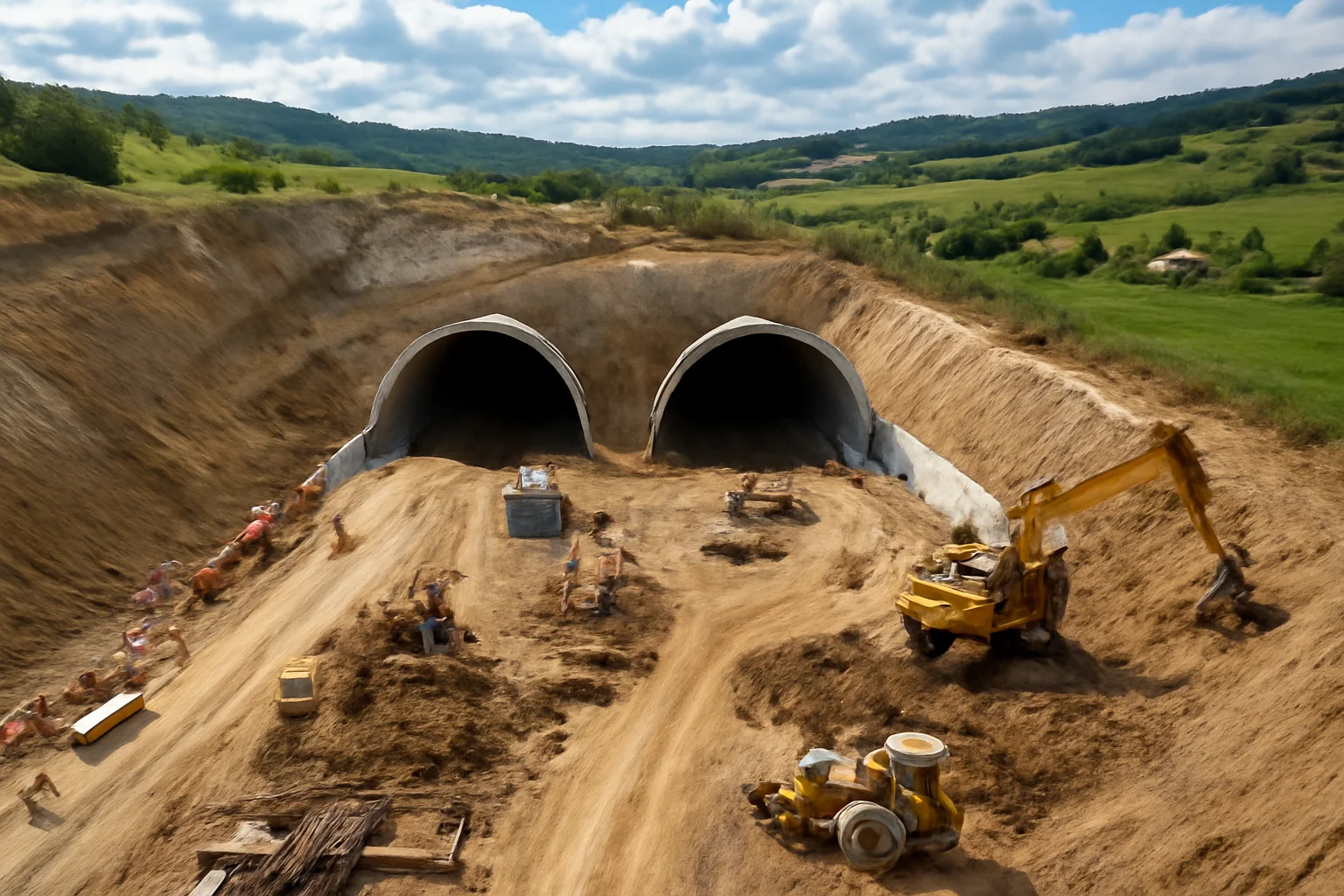 'Tunelurile pentru urși' prind contur pe Autostrada A1, între Margina și Holdea. Peste 700 de muncitori în acțiune! VIDEO și imagini noi de șantier