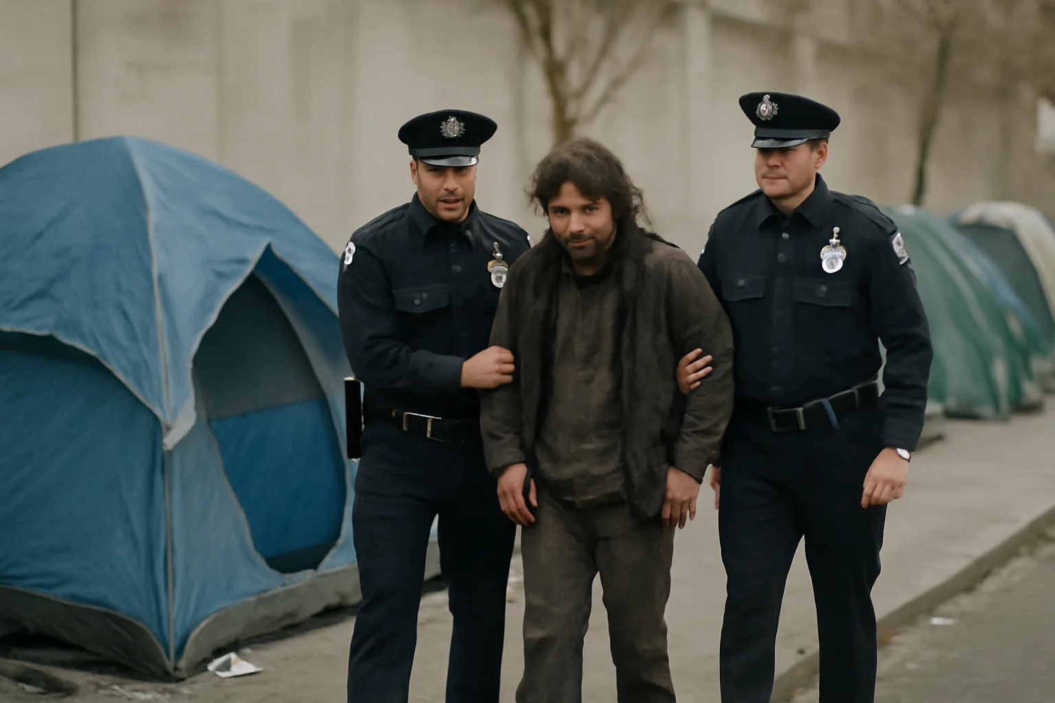 Vagabonzi Îndepărtați de Polițiști din Adăposturi. Vezi Imaginile!